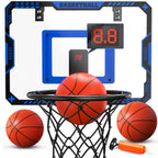 Indoor Basketball Hoop for Kids, Mini Basketball Hoop with Electronic Scoreboard, Sounds, over the Door Basketball Game Toys Gifts 3 Balls for Kids & Adults