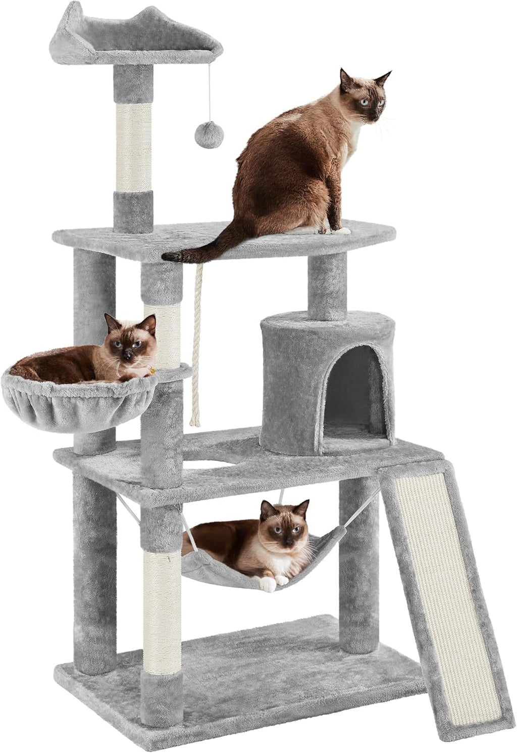 Yaheetech 63.5In Multi-Level Cat Tree Tower Condo with Scratching Posts, Platform & Hammock, Cat Activity Center Play Furniture for Kittens, Cats, and Pets