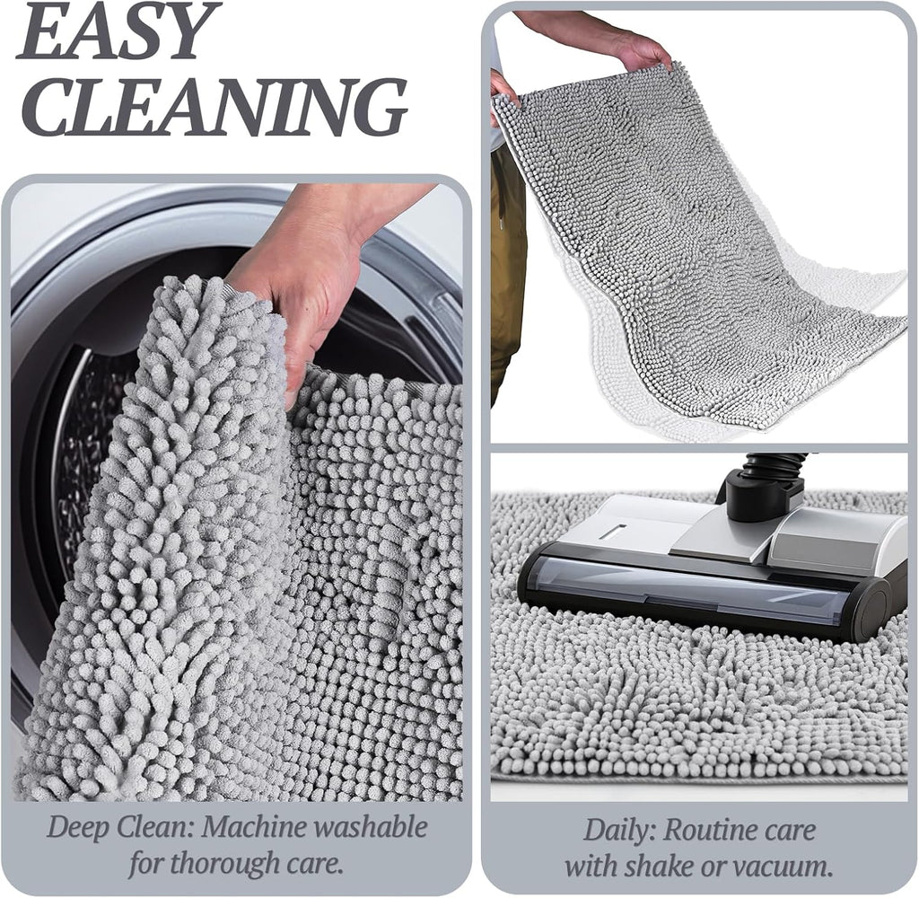 Cat Litter Mat, Litter Trapping Mat, 35"× 25" Cat Kitty Litter Rug with Waterproof Back, Super Soft for Cat'S Paws, Machine Washable, Grey