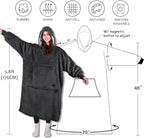 Extra Long Oversized Hoodie Blanket Sweatshirt Comfortable Sherpa Giant Wearable Blankets Christmas Gifts for Adults Men Women Teenagers Wife Girlfriend Grey
