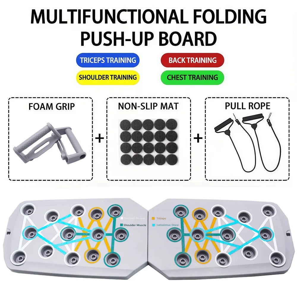 Portable Multifunctional Push-Up Board Set with Handles Foldable Fitness Equipment for Chest Abdomen Arms and Back Training