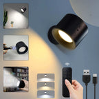 GlowFlex Touch Wall Lamp – Dual Head LED Light with Remote, 360° Rotation & USB Rechargeable Design