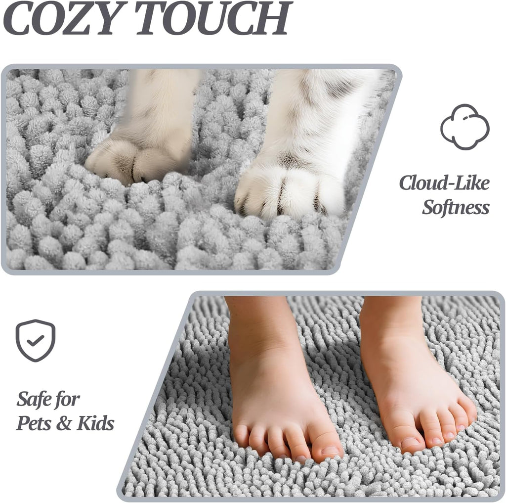Cat Litter Mat, Litter Trapping Mat, 35"× 25" Cat Kitty Litter Rug with Waterproof Back, Super Soft for Cat'S Paws, Machine Washable, Grey